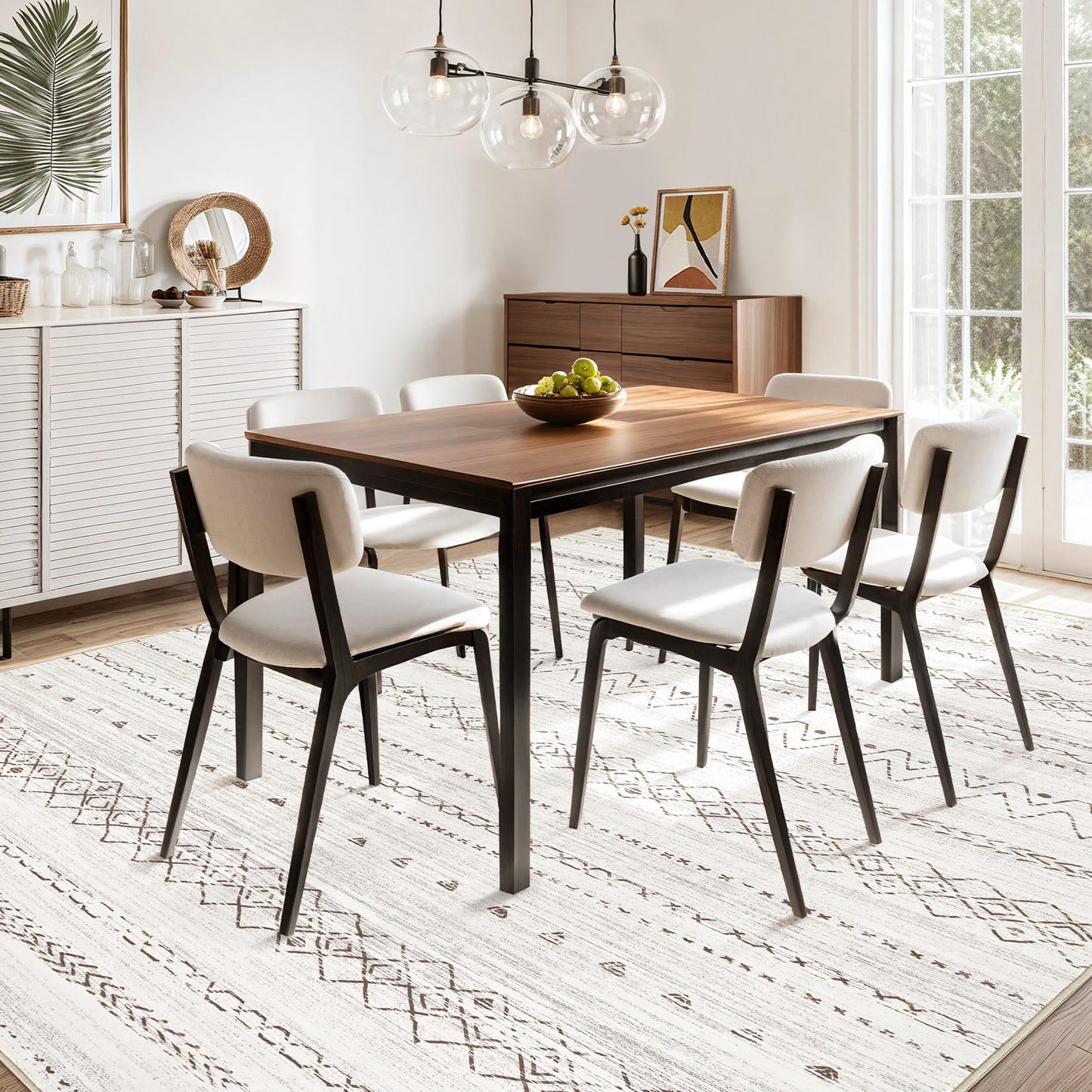 cotiled 5x7 Area Rugs Living Room Rug: Washable Boho Rugs with Non Slip Backing Large Soft Indoor Stain Resistant Carpet for Bedroom Farmhouse Dining Room Lightweight Home Decor Brown
