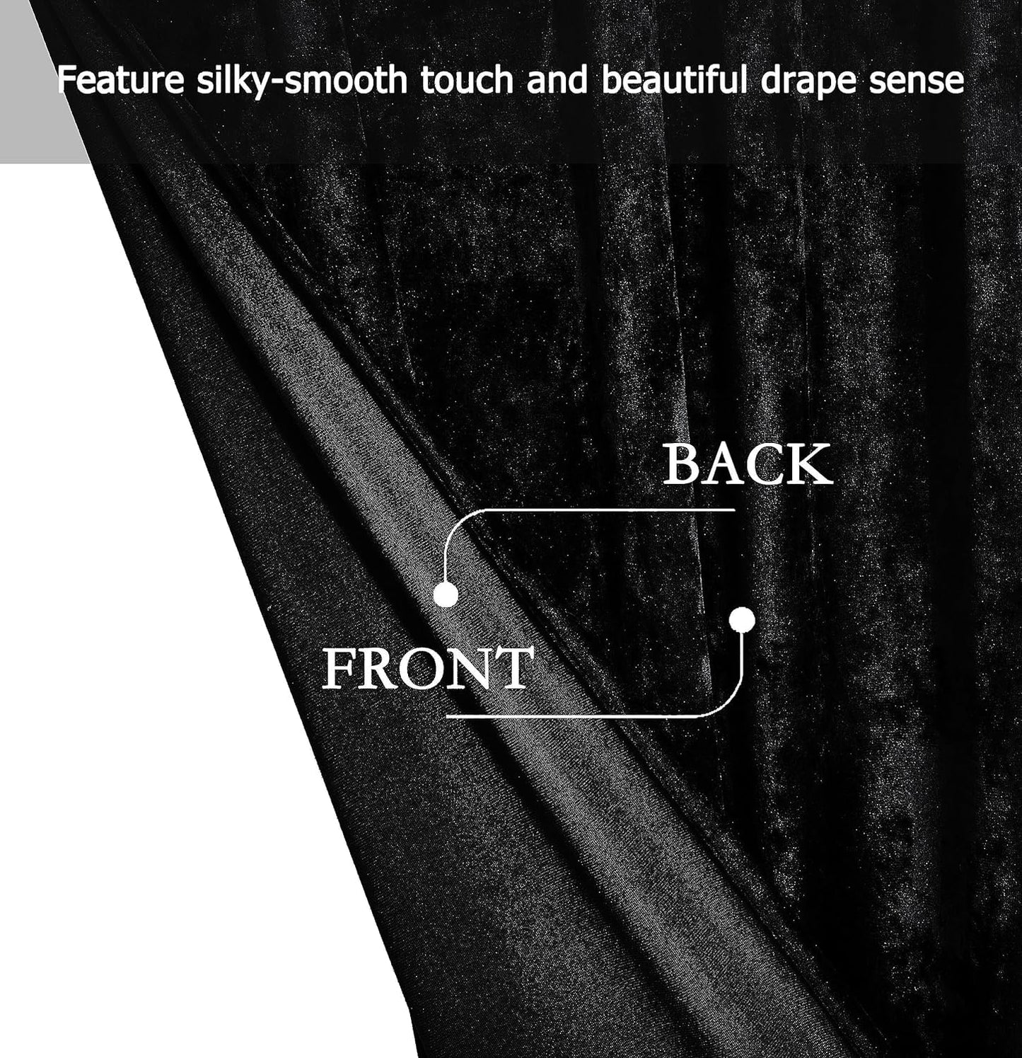 Chezmoi Collection Lux Black Crushed Velvet Curtains 2 Panel Set - 96 inches Long Room Darkening Luxury Distressed Velvet Rod Pocket Window Drapes for Living Room Bedroom 50" W x 96" L