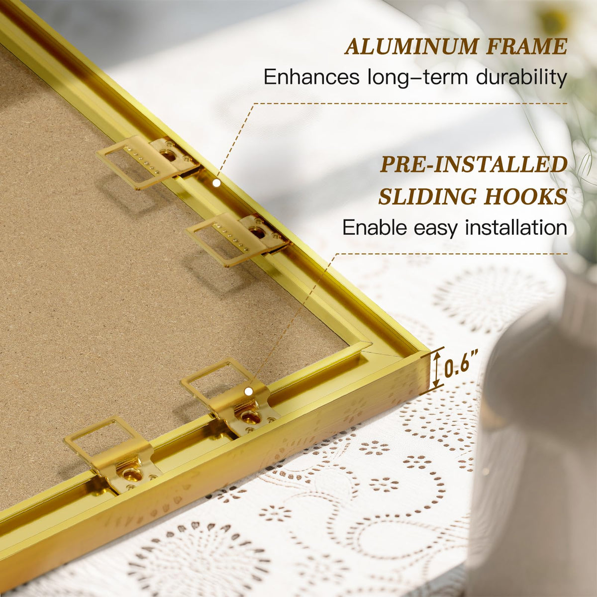 QUEENLINK Linen Bulletin Board 36" x 24", White Fabric Pin Board with Gold Aluminum Frame, Decorative Vision Board for Home Office, Bedroom & Dorm Wall Decor, Includes 10 Push Pins