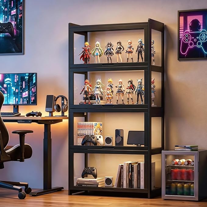 Magshion Display Cabinet with Acrylic Doors, 4-Tier Curio Cabinet
