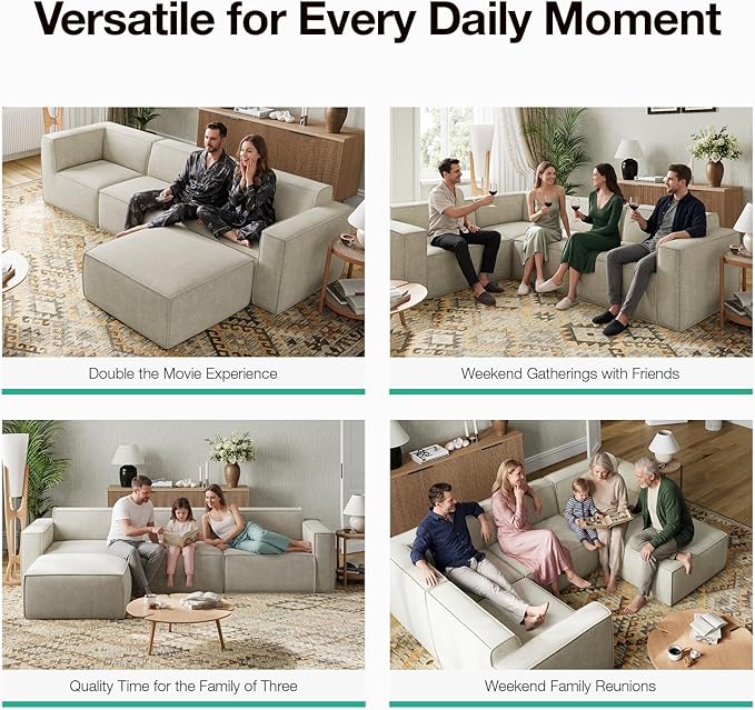 Novilla 142.5" Modular Sectional Sofa, No Assembly Cloud Sectional Couch