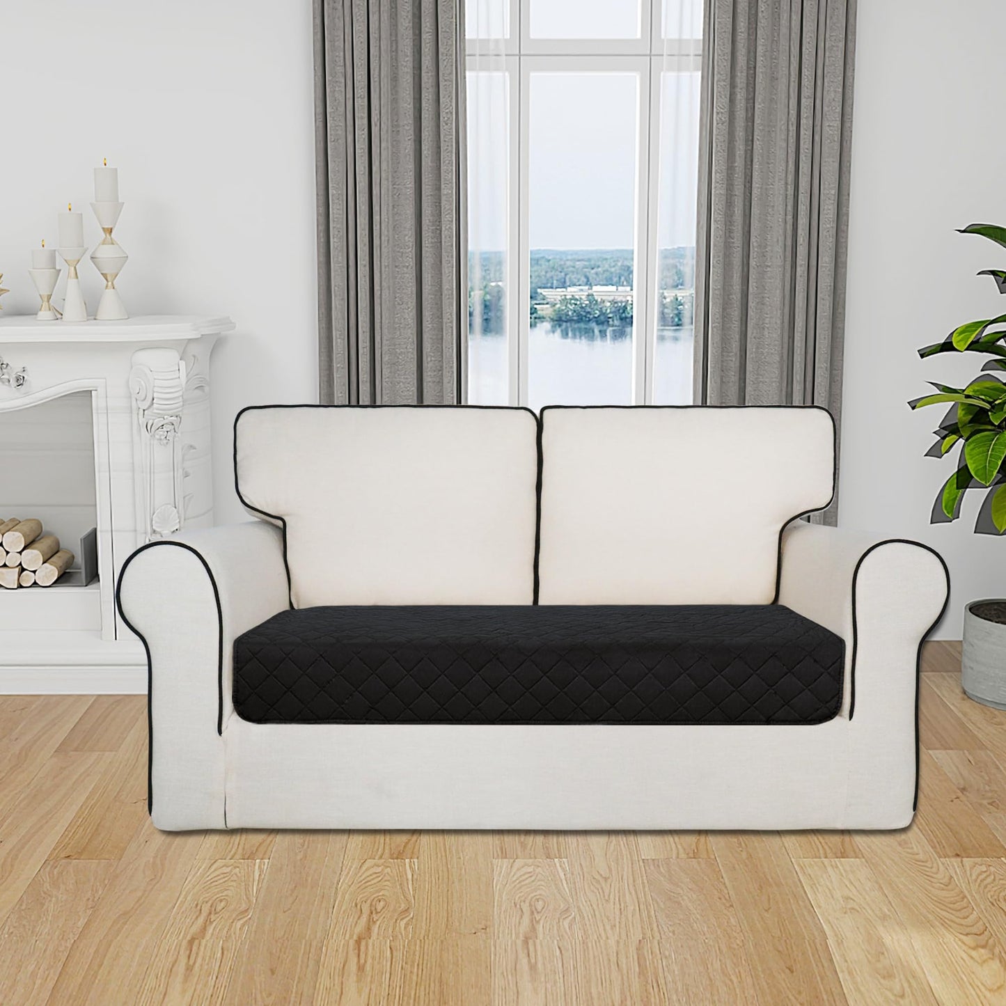 Easy-Going Sectional Couch Covers for Dogs L Shape Sofa Cover Reversible Sofa Slipcover Chaise Lounge Cover Furniture Protector Cover for Pets Dog Cat (30 x 50 inches, Black/Beige)