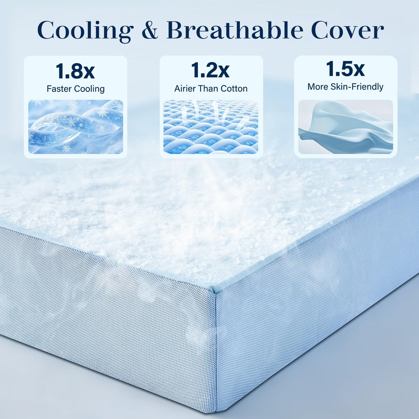 Lazyzizi Cooling Folding Mattress,6 Inch Foldable Mattress with Memory Foam Cold & Breathable Fabric Cover,Trifold Floor Guest Murphy Bed for Camping, RV, Queen