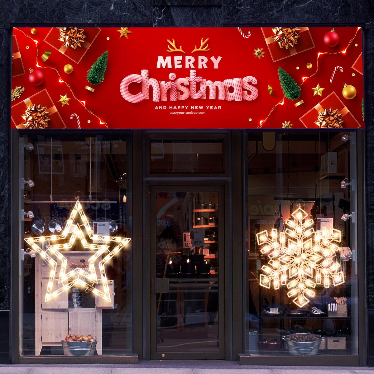 Xmasnova 2 Pack Christmas Window Lighted Decorations,Christmas Window Silhouette Lights,Double Side Sign Lamp Decoration for Holiday Indoor Wall Door Glass Decorations,Star，Snowflake