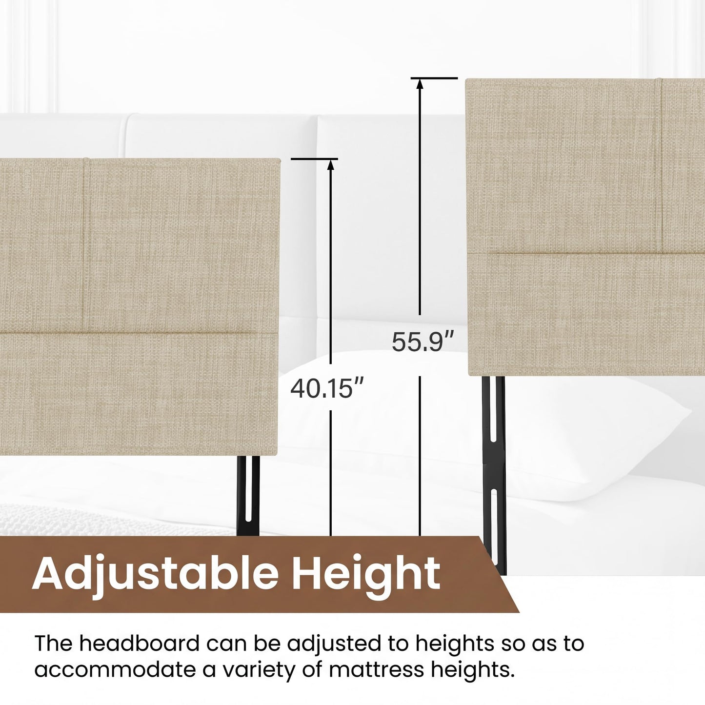 Yongchuang King Size Headboard Only, Modern Linen Upholstered King Bed Headboard with Adjustable Height Oatmeal