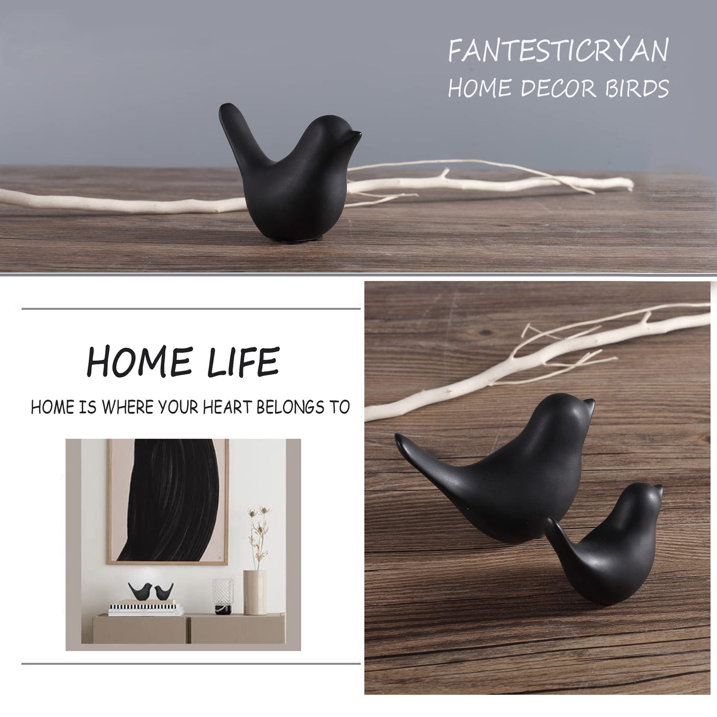 FANTESTICRYAN Small Animal Statues Home Decor Modern Style Black Decorative Ornaments for Living Room, Bedroom, Office Desktop, Cabinets…