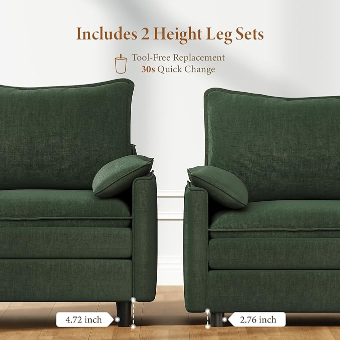 Vesgantti 74" Loveseat Sofa for Living Room, Comfy Cloud Couch Deep Seat