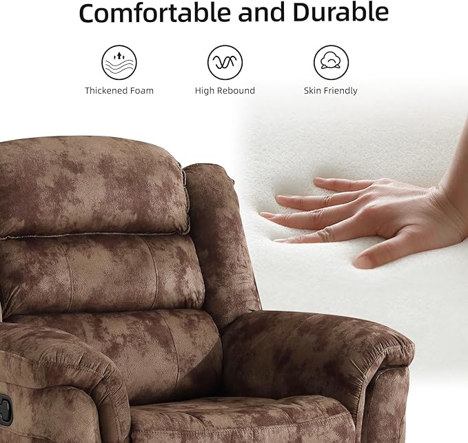 EBELLO Manual Recliner Chair, Soft Fabric Recliner Sofa