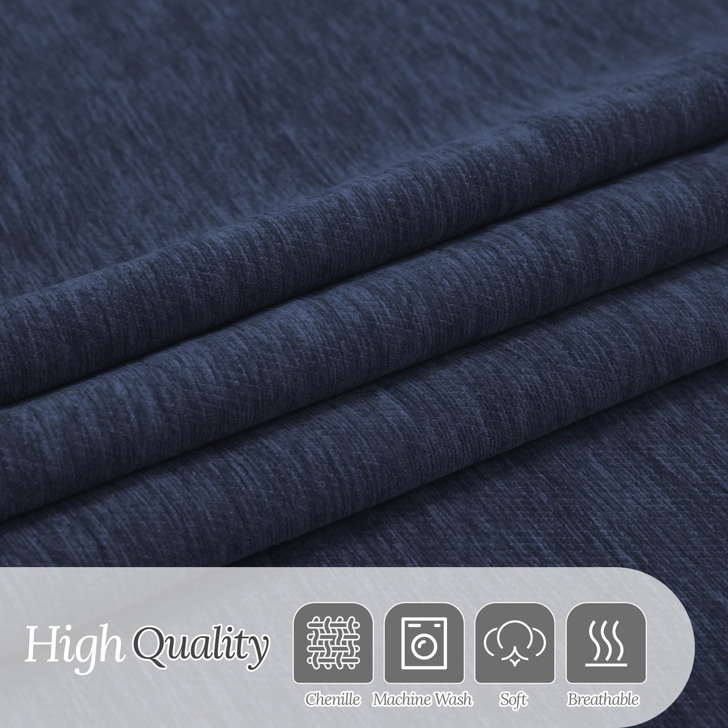 HDCAXKJ Corner Sectional Couch Covers for Dogs L Shape Sofa Cover with Tassel Chenille Super Soft Non Slip U Shaped Couch Cover Blanket Washable Pet Sectional Slipcovers Protector (Navy, 91x276 inch)
