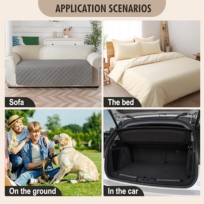 Genina Waterproof Couch Cover, Washable Anti-Slip 78inch Sofa Covers