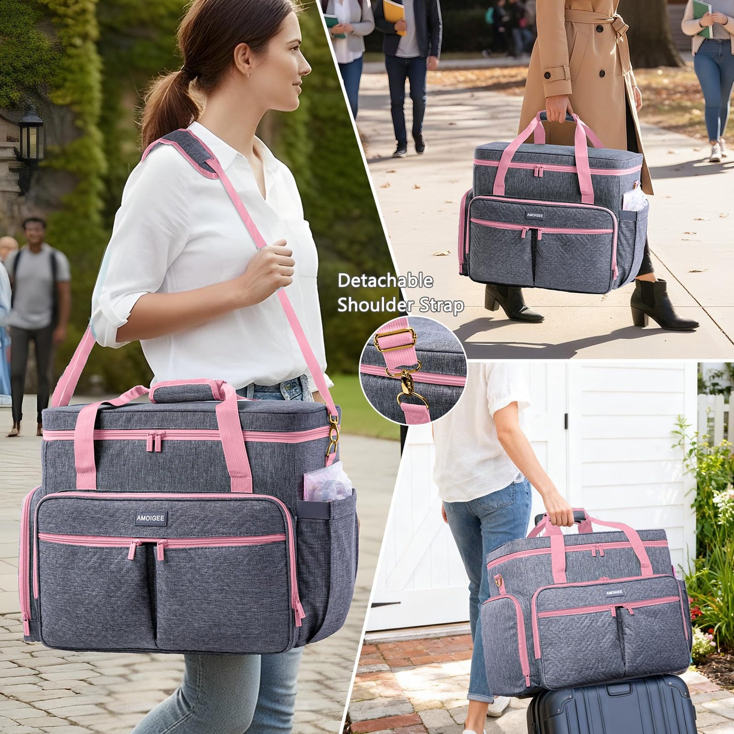 AMOIGEE Large Craft Bag - Scrapbook Storage, Craftsman Tool Tote Bag, Teacher Bags, Scrapbook Tote Bag, Art Supply Bag for Teachers, Large Sewing Machine Case