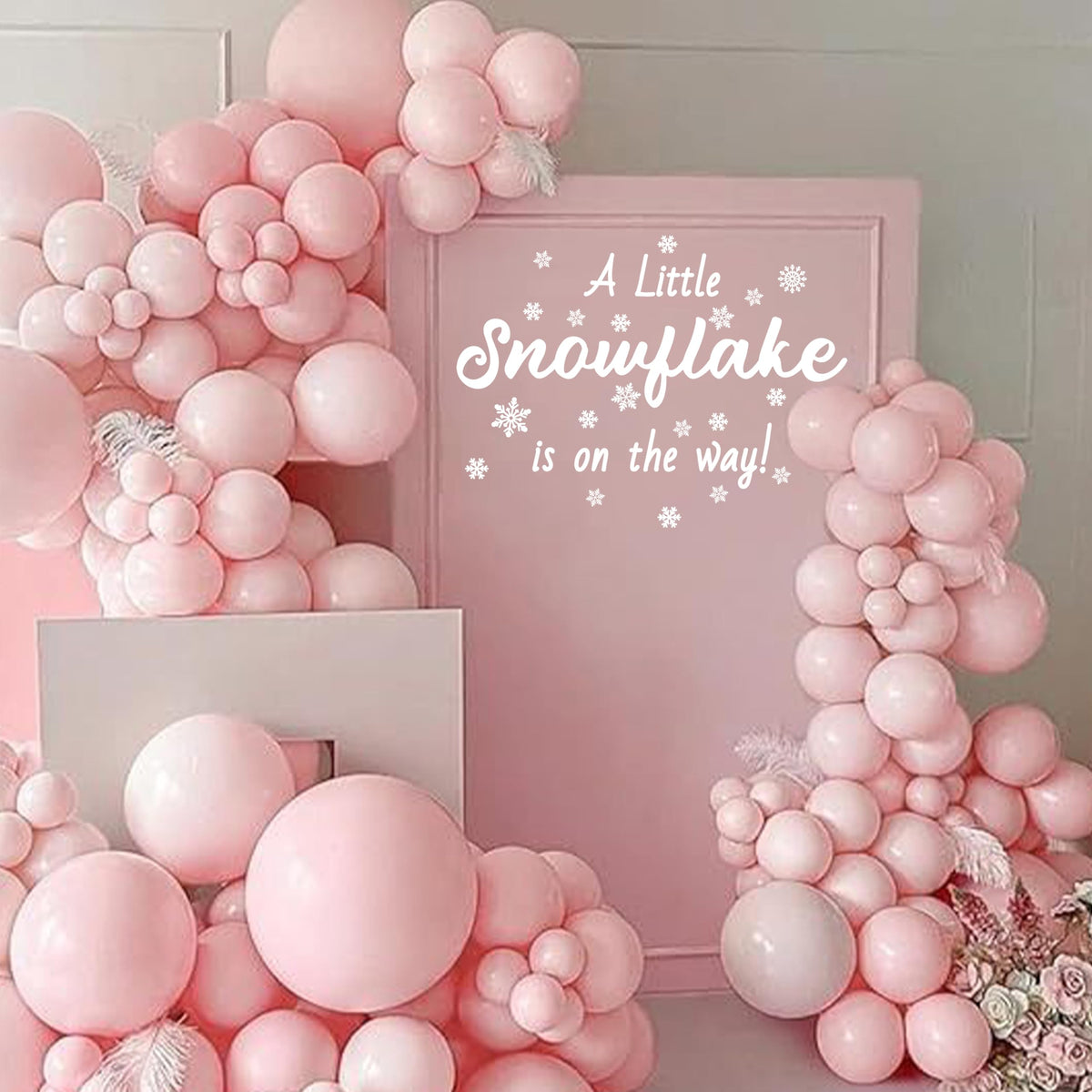 ZAIBIANHAO A Little Snowflake is On the Way Decal - Winter Wonderland Baby Shower White Frosty Backdrop,Gender Reveal Decorations,Christmas Sign Birthday Party Supplies