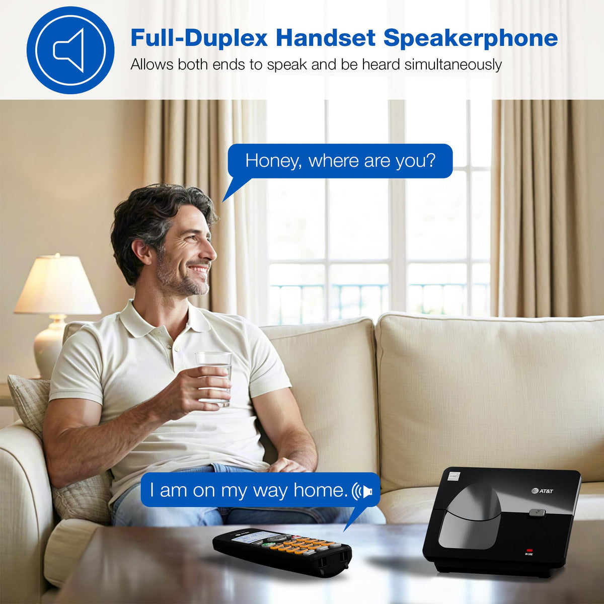 AT&T EL1121-21 2-Handset DECT 6.0 Cordless Landline Phone with Caller ID, Full-Duplex Speakerphone, Backlit Display & Keypad - Quiet & ECO Mode