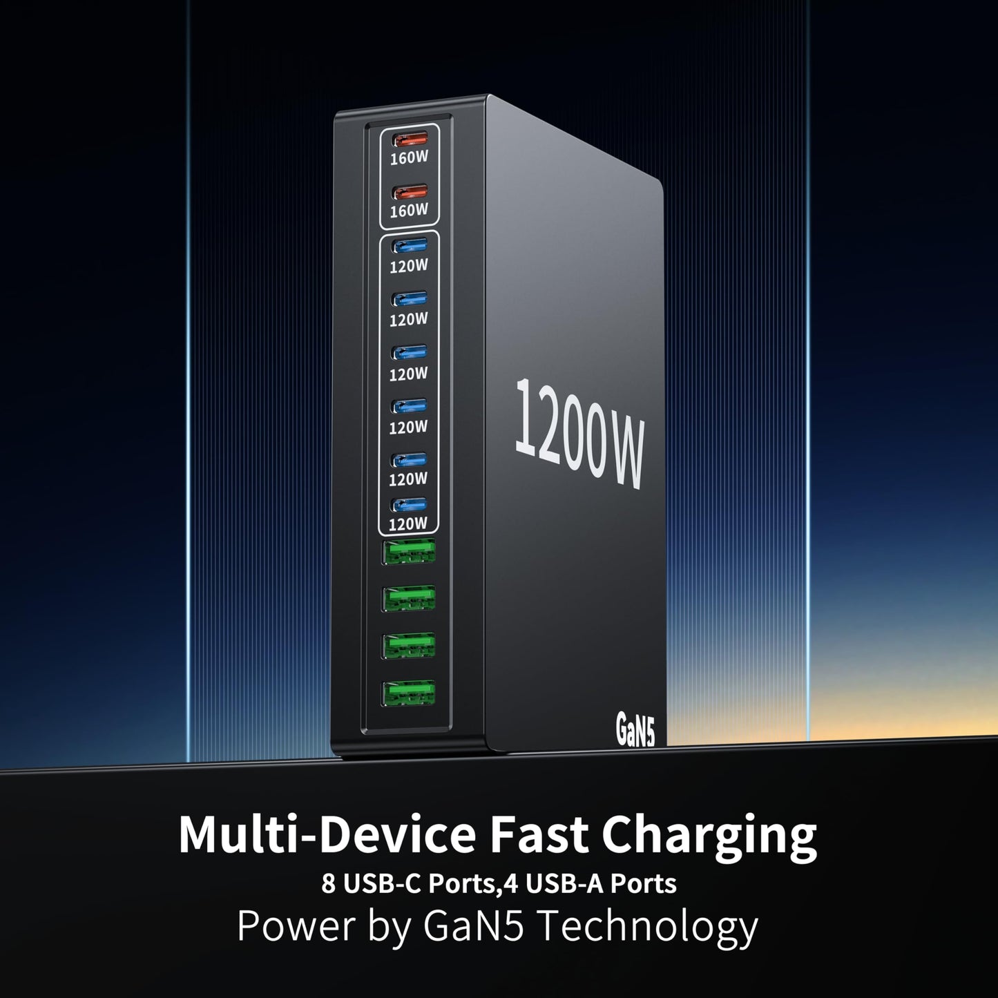 1200W USB C Charger Block.Fast MacBook Pro Charger Charging Station 12 Port 140W PD PPS AVS HUB for All iPhone 17 Pro Max/17 Air/16 SE/Samsung Galaxy 25/ MacBook Pro/Air/iPad Pro/240W Cable