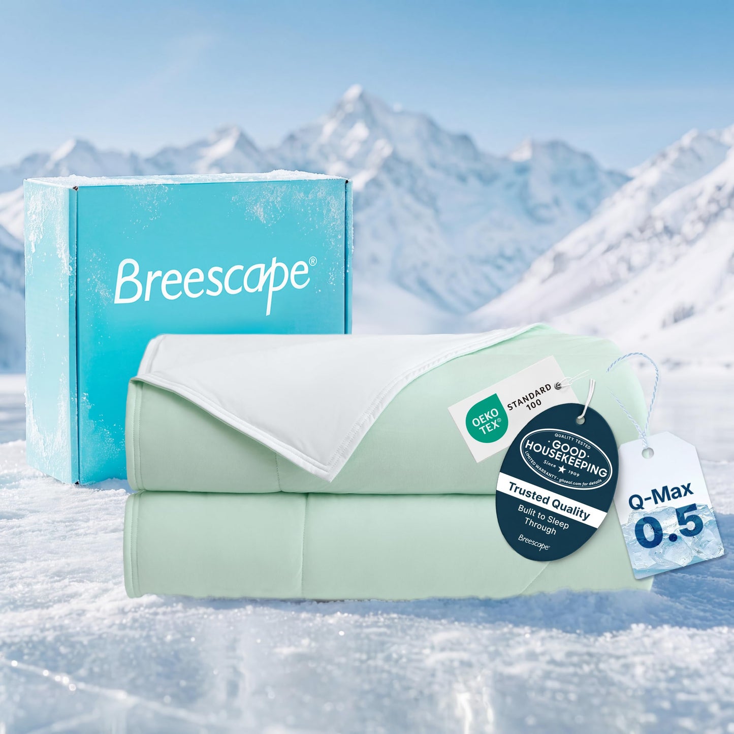 Breescape Cooling Comforter King Size - BlendTek Q-Max>0.5 Tech, Breathable Blanket for Hot Sleepers & Night Sweats, Reversible Quilt, Premium Lightweight Summer Bedding, 106x90 Inches