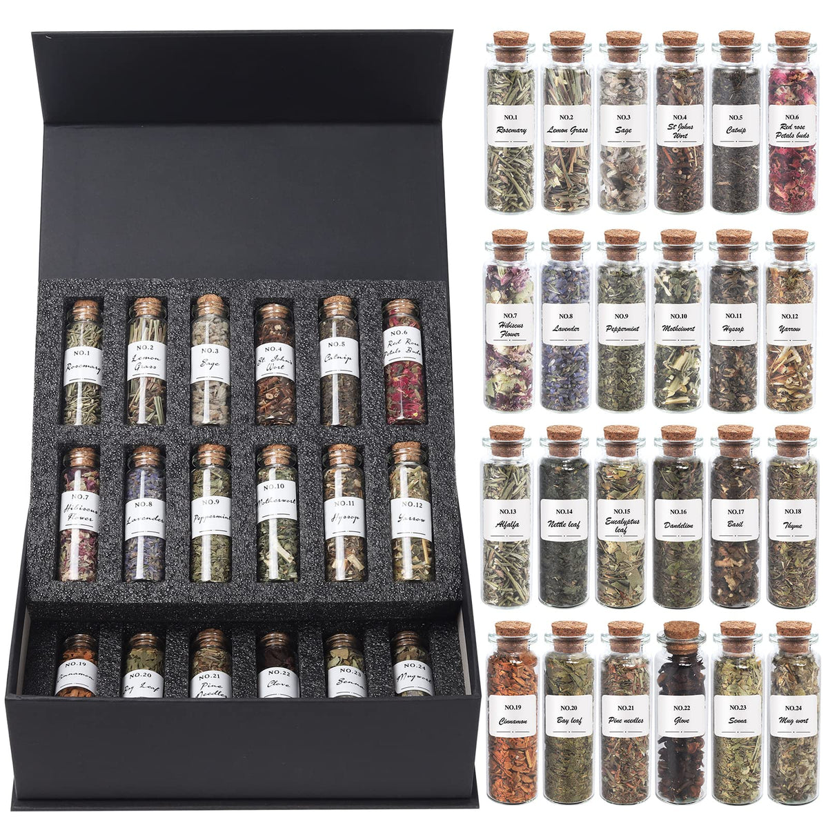 24-Pack Witchcraft Supplies Herbs and Flowers Kit for Witchy Beginners