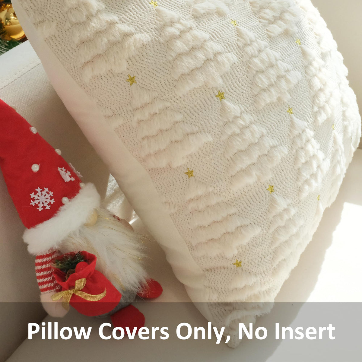 JOJUSIS Decorative Pillow Covers Pack of 4 Throw Pillowcases Faux Fur Couch Cushion (Christmas Tree, 18" x 18" (Pack of 4))