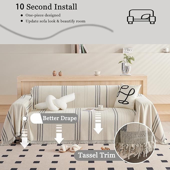 DREAMINGO Couch Cover Reversible Chenille Loveseat Sofa Covers