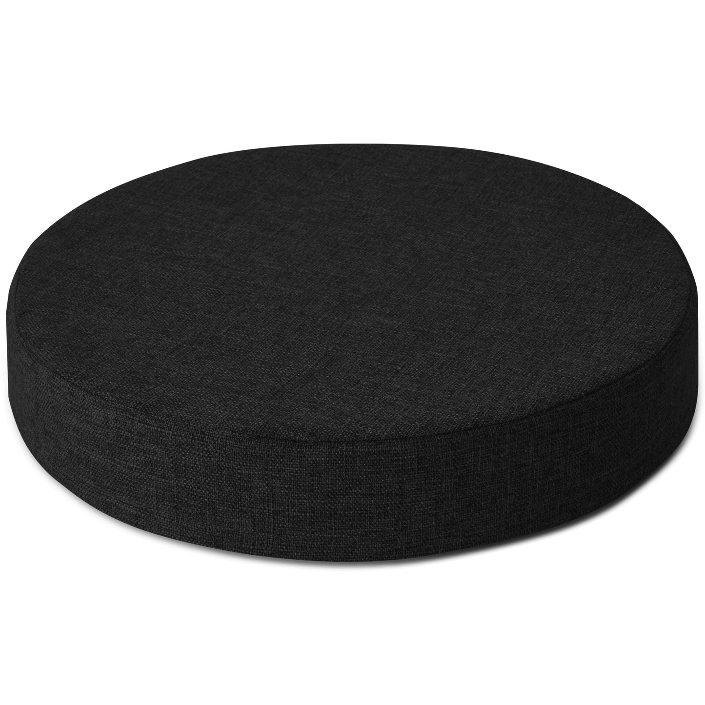 AddGrace 2.5" Thick Non Slip Round Chair Pad 1 Pack, 16" Round Chair Cushion with Machine-Washable Cover and Long Zipper, Seat Cushions for Kitchen, Office, Floor and 16" Ottoman, Black