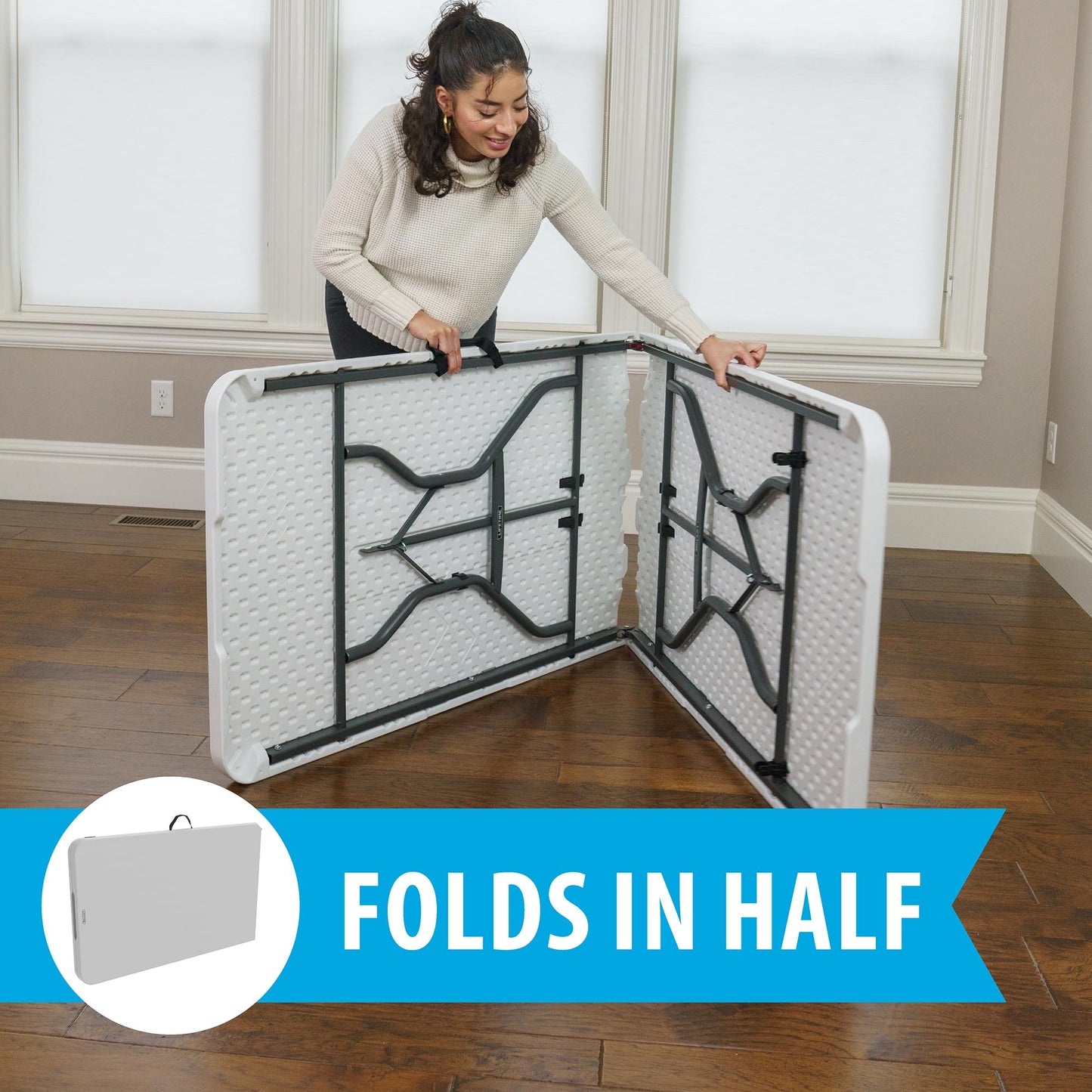 LIFETIME 8-Foot Fold in Half Table, Light Commercial, White Granite