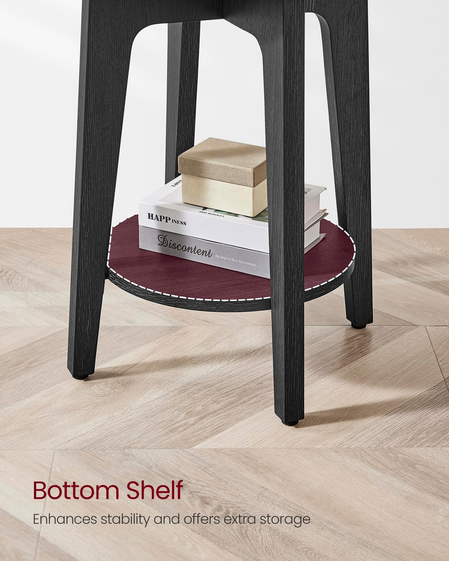 VASAGLE MAEZO Collection - Side Table, 2-Tier Small Round End Table, Nightstand with Tapered Legs, Curved Transitions, for Small Spaces, Living Room, Bedroom, Charcoal Gray ULET283T22