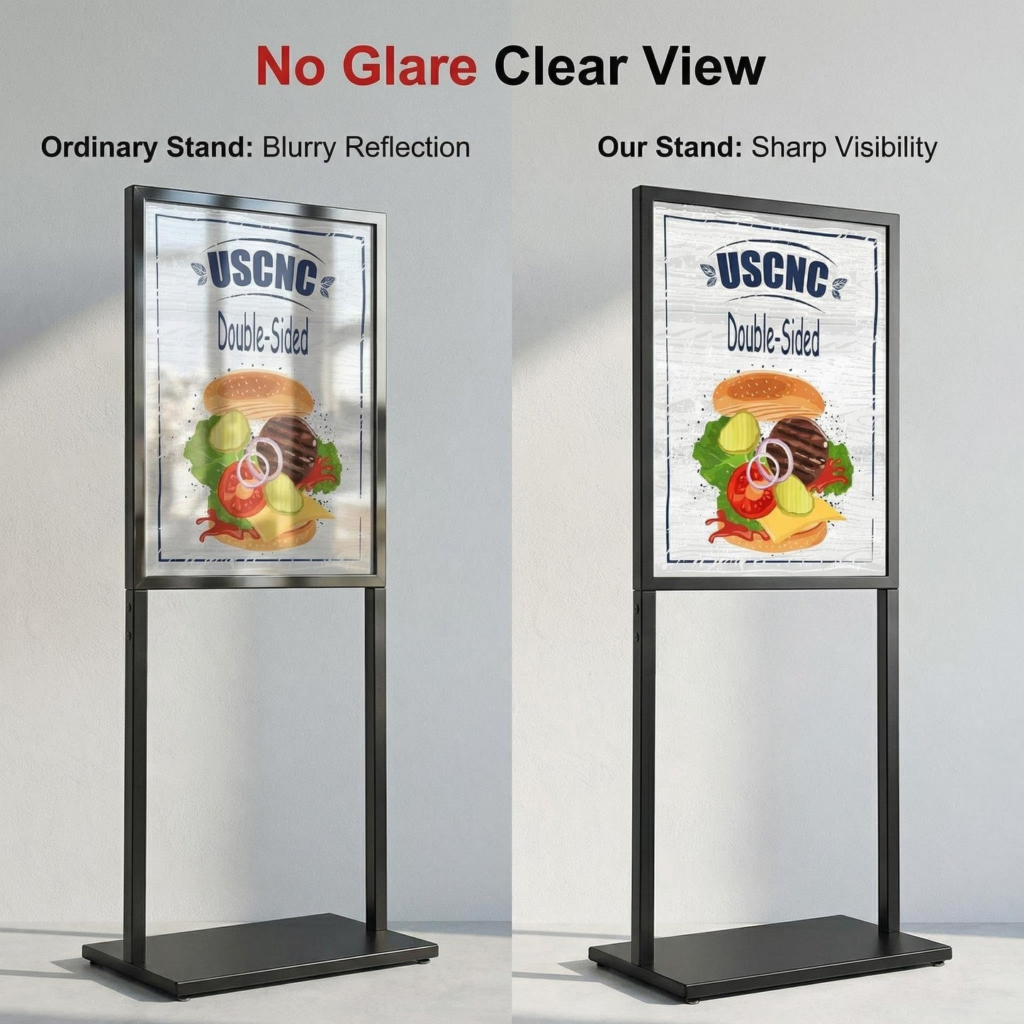 USCNC Black 22×28inch Sign holder floor stand, heavy Duty Pedestal poster banner stand for display,22×28inch slide-in double sided poster sign holder floor standing for board Display (Black 2 Pack)