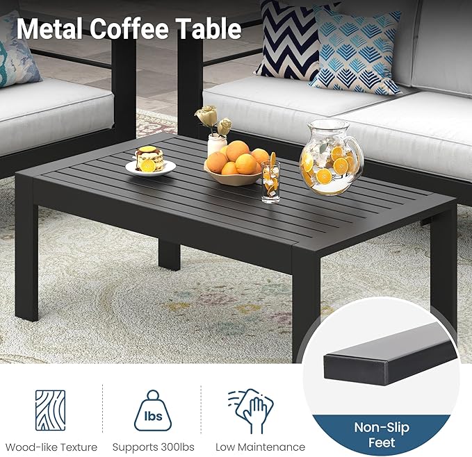Wisteria Lane Metal Patio Furniture Sofa, All-Weather Outdoor Couch