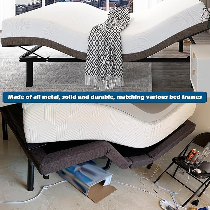 Benbuoo 13 Inch Metal Adjustable Bed Base Frame Leg Replacement Heavy Duty