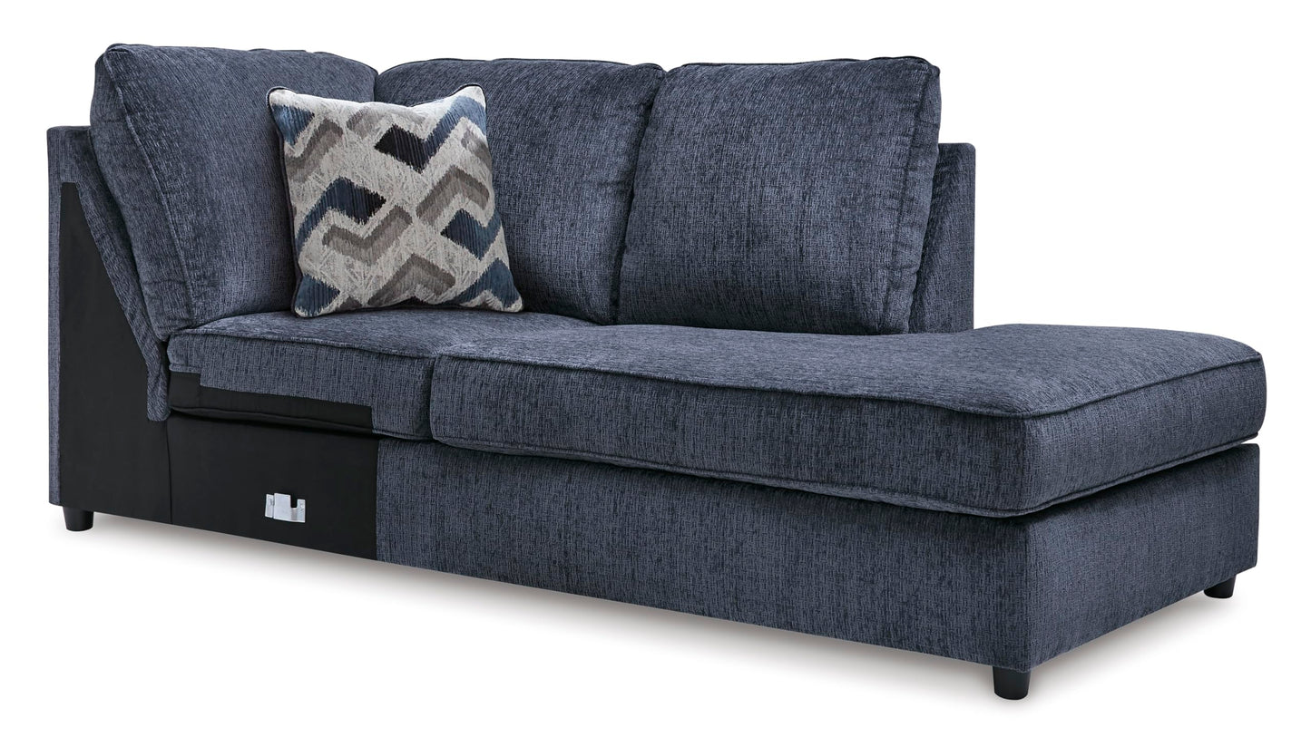 Signature Design by Ashley Albar Place Contemporary U-Shaped 2-Piece Sectional with Loose Seat Cushions and 2 Accent Pillows, Blue