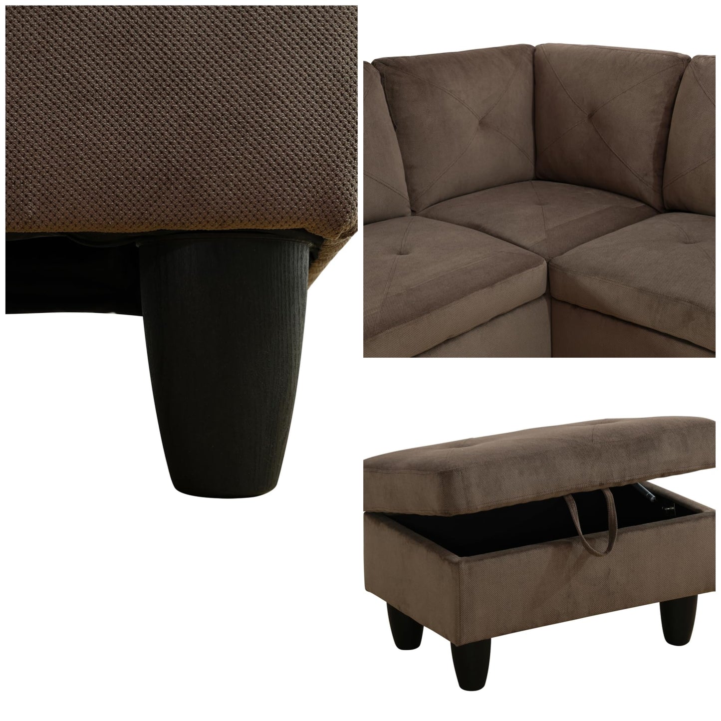 Trygoal 97" L Shaped Couches for Living Room, Sectional Couch Living Room Furniture with Storage Ottoman, Modular Sectional Sofa with Movable Chaise for Apartment Office, Brown