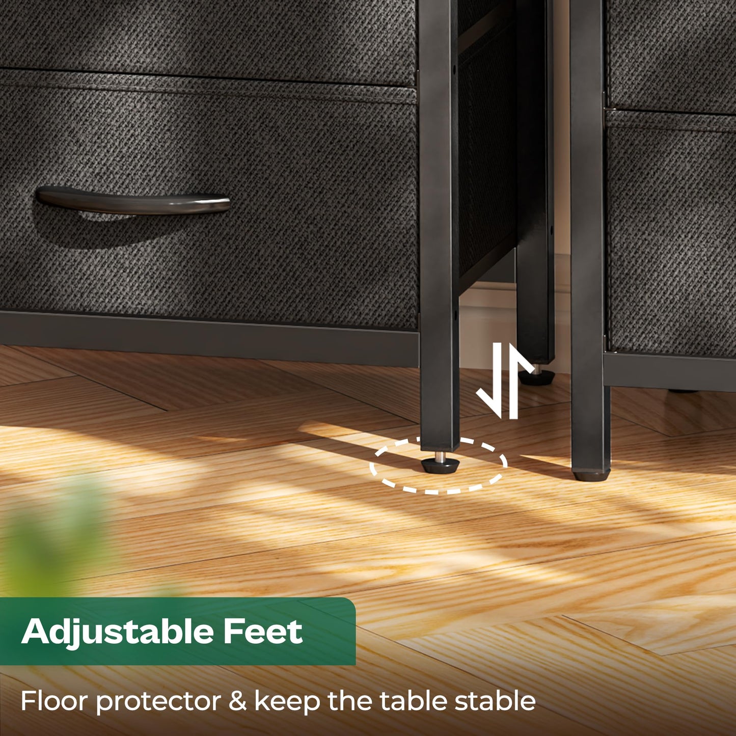 Huuger Nightstand with Charging Station, Side Table with 2 Fabric Drawers, End Table with Open Shelf, Bedside Table with USB-C Port and Outlets, Night Stand for Bedroom, Black