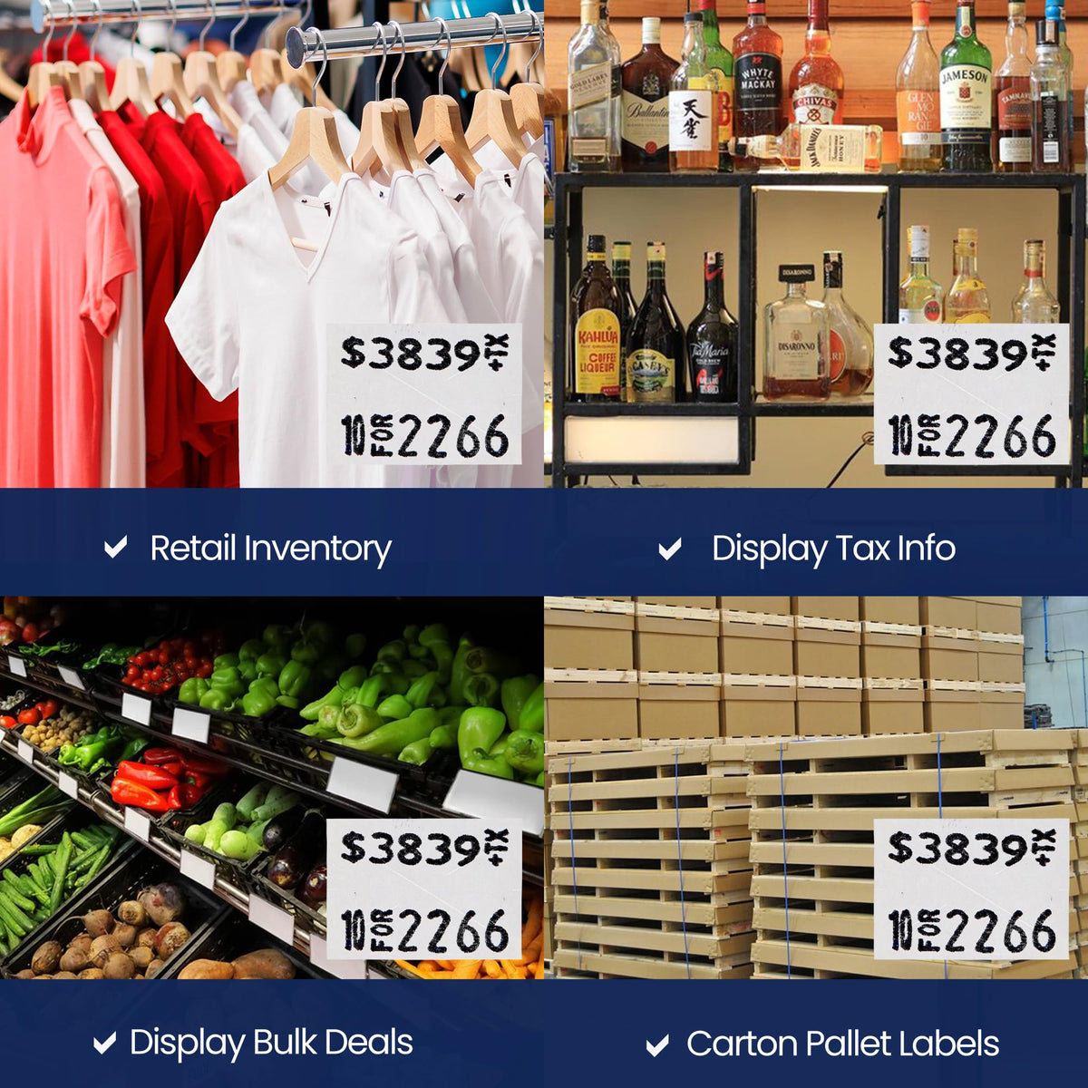 Perco White Garvey 2216 Pricing Labels for Garvey 22-66/22-77/22-88 Two Line Pricing Gun - 90 Rolls, 10 Sleeves - 90,000 Pricemarking Labels and 10 Inkers Included