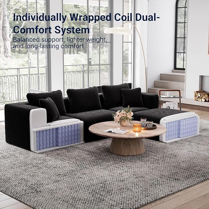 Avenco 71” 2-Seater Modular Loveseat Sofa Couch, Individually Wrapped Coil
