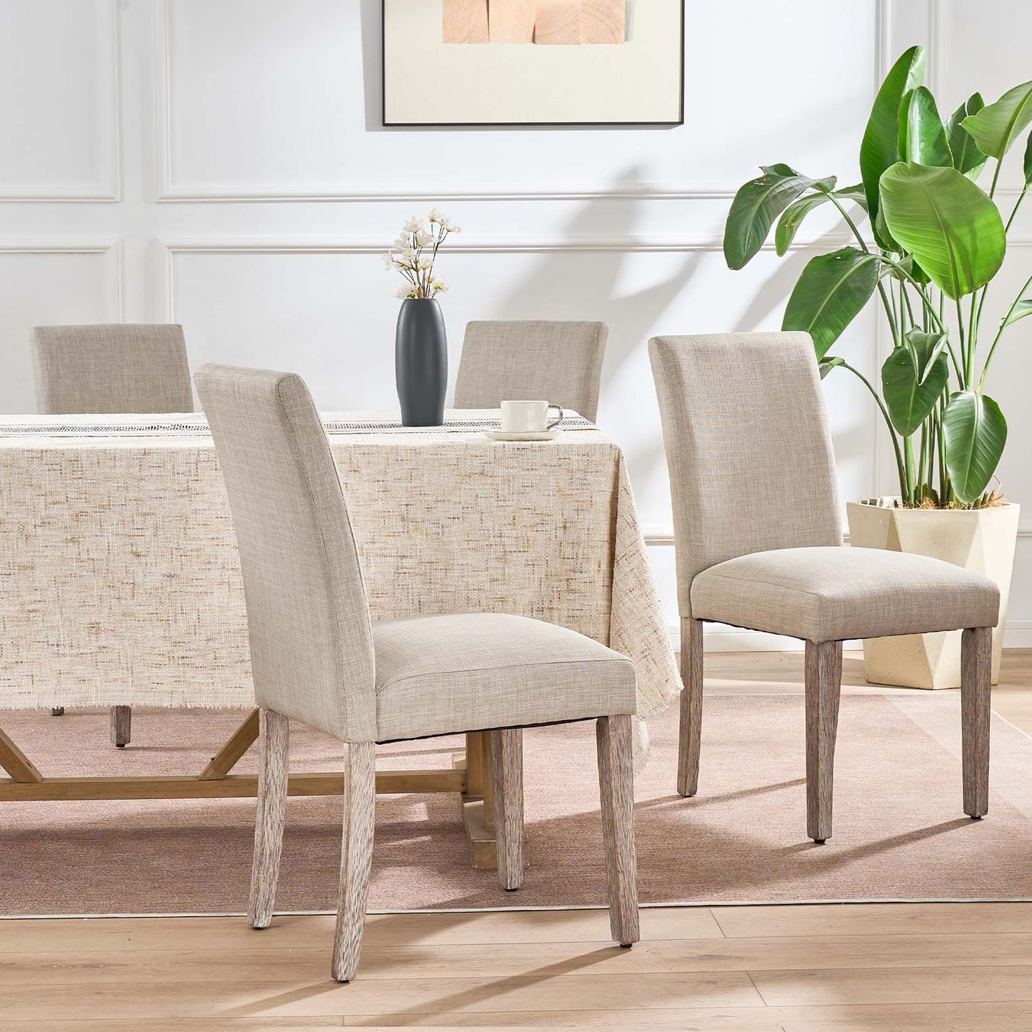 Joysoul Dining Chairs Set of 2 - Upholstered Fabric Parson Chairs with Solid Wood Legs, Thickened Cushion & Urban Style, for Dining Room/Kitchen/Office, Home & Commercial Use