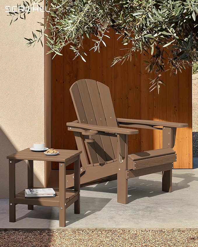 SERWALL 2-Tier HDPE Outdoor Side Tables Set of 4, Weatherproof Rectangular