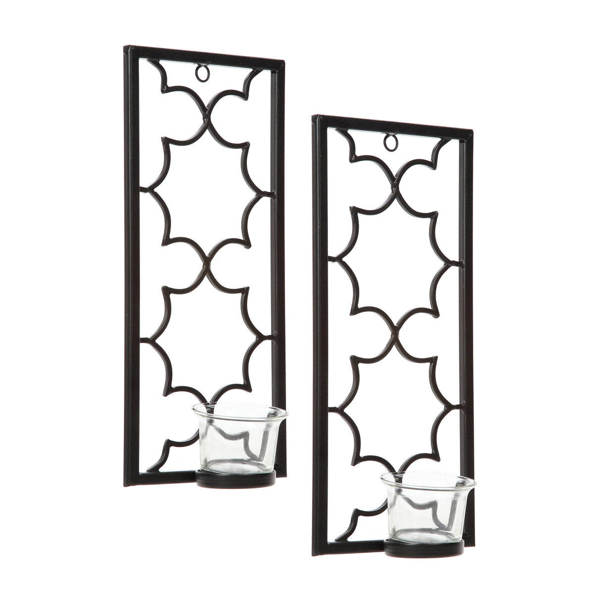 Hosley's Set of Two, 11" High Iron Tea Light LED Candle Wall Sconces, Black. Hand Made by Artisans. Ideal Gift for Wedding, Special Occasion, Spa, Aromatherapy, Meditation Setting. O3
