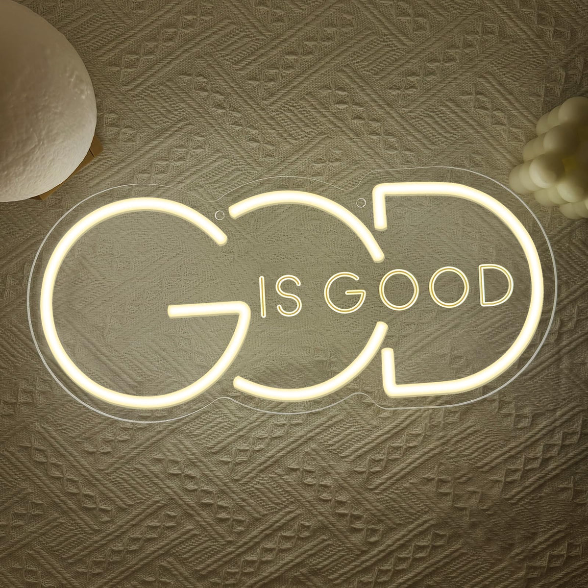 God Is Good Neon Sign for Wall Decor,Christian Warm White LED Signs for Living Room Bedroom House Club Party,God Is Good Dimmable Neon Light Gifts for Women Men USB Powered（13.4"*6.1"）