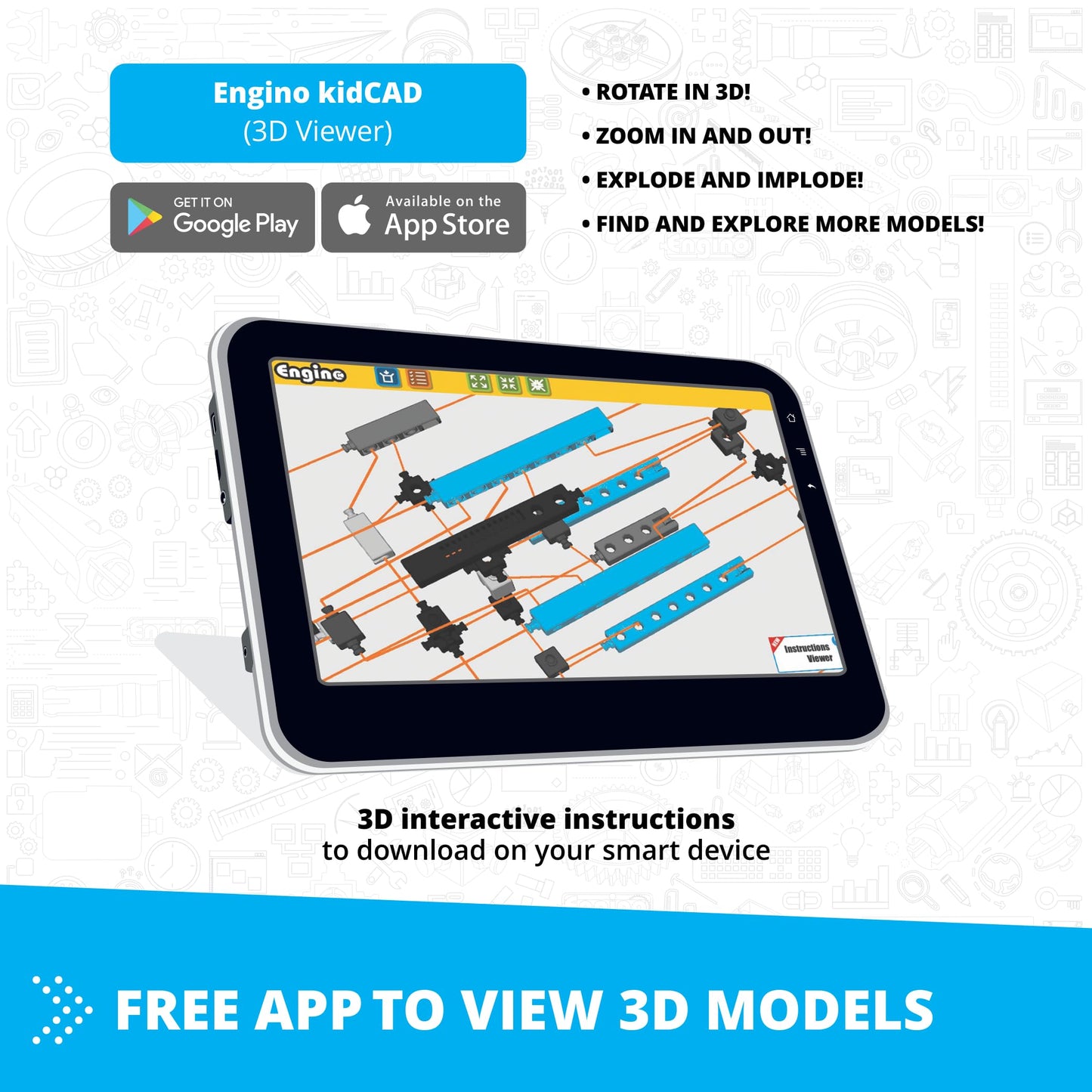 Engino: Inventor Motorized Series - Offroader - 10-In-1 Multimodel, Toy Vehicle Brick Building Set, Rack-Pinion Mechanism, Snap Assembly, STEM, Kid 9+
