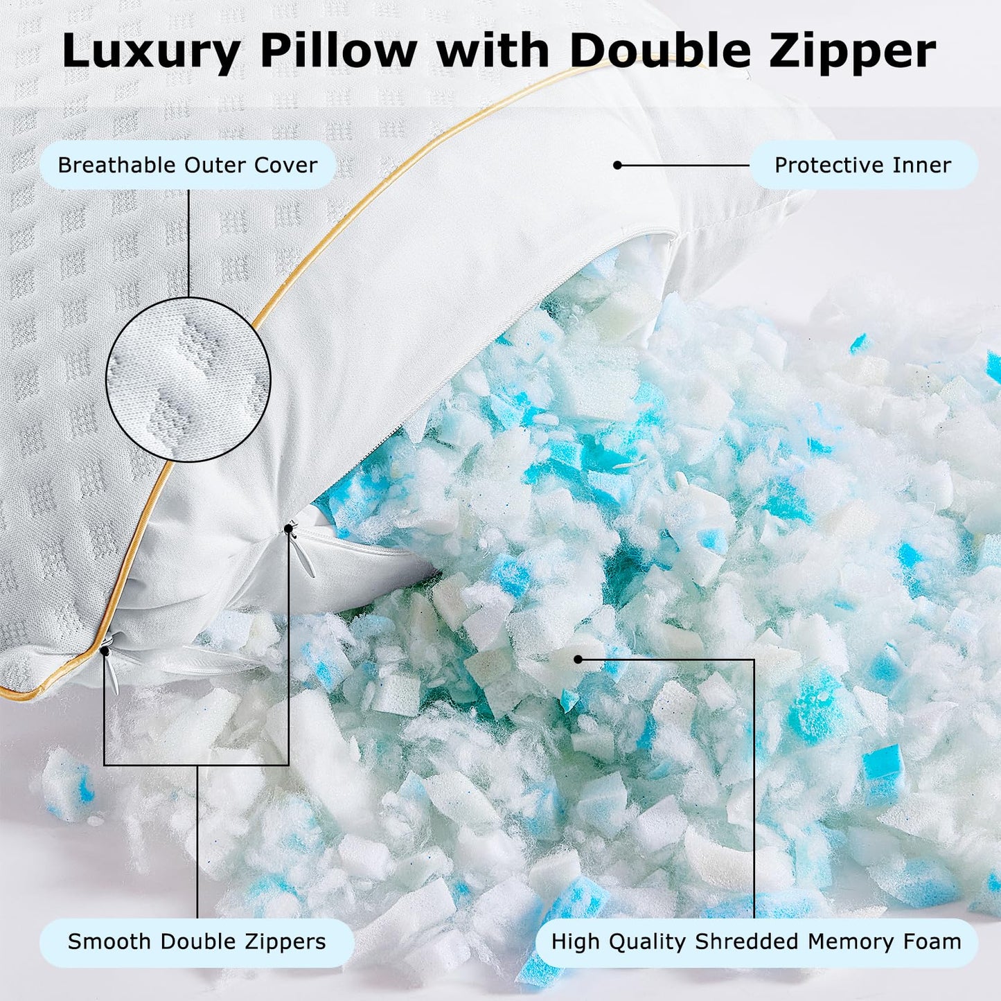 Sofslee Pillow King Size for Neck and Shoulder Pain, Adjustable Firmness Memory Foam King Pillows for Side Sleeper, Cooling Curved Bed Pillow for Sleeping with Washable Cover