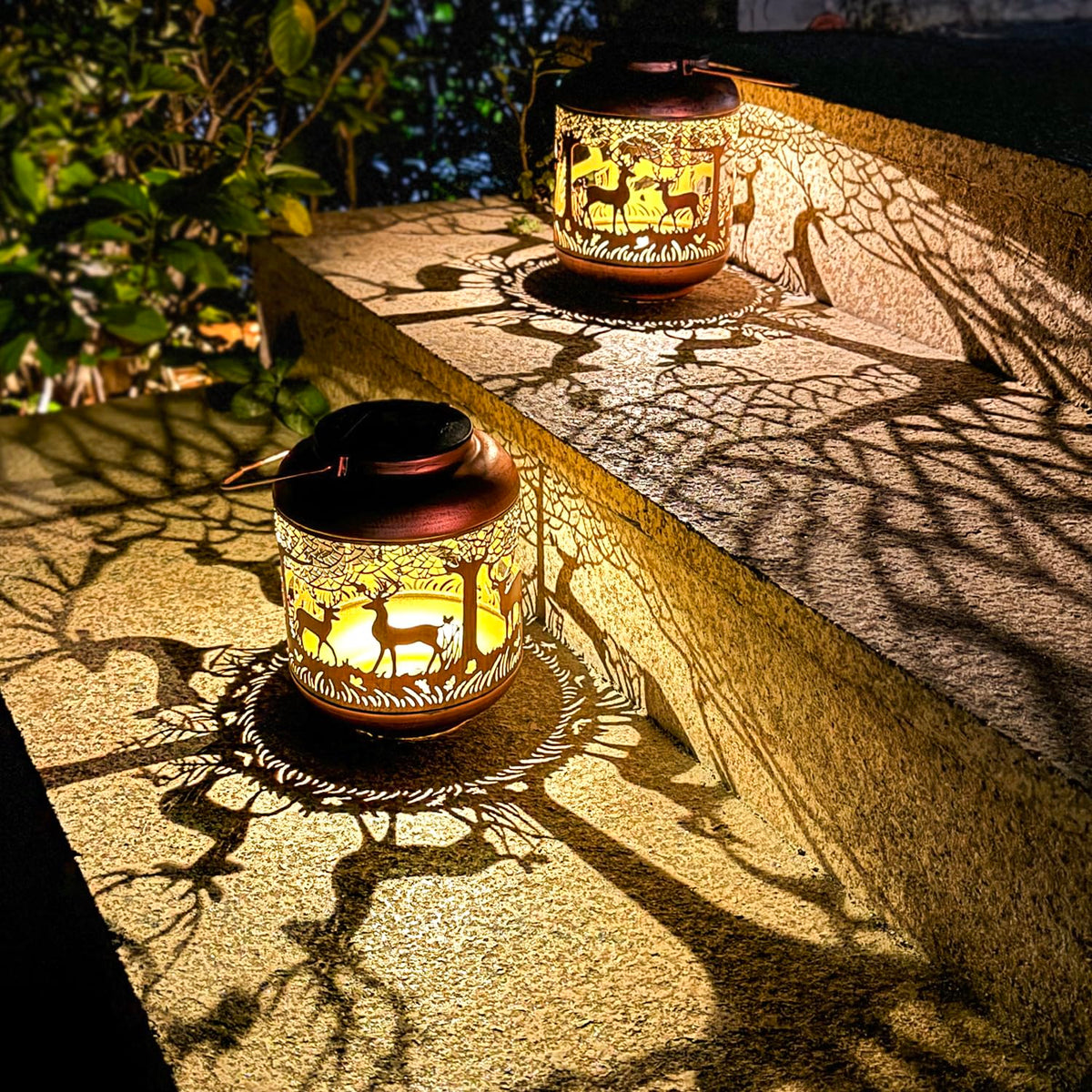 Deer Solar Lanterns Outdoor Waterproof Hanging Solar Lights Deer Gifts for Women Men Metal Decorative LED Lanterns for Yard,Patio,Lawn,Tabletop,Pathway,Landscape,Garden Decor