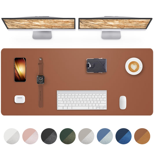 Large Desk Mat - 48" x 17"Leather Desk Pad Protector, Office Desk Mat, Non-Slip PU Leather Large Mouse Pad, Waterproof Desk Blotter Mat, Desk Cover pad for Office and Home (Brown)