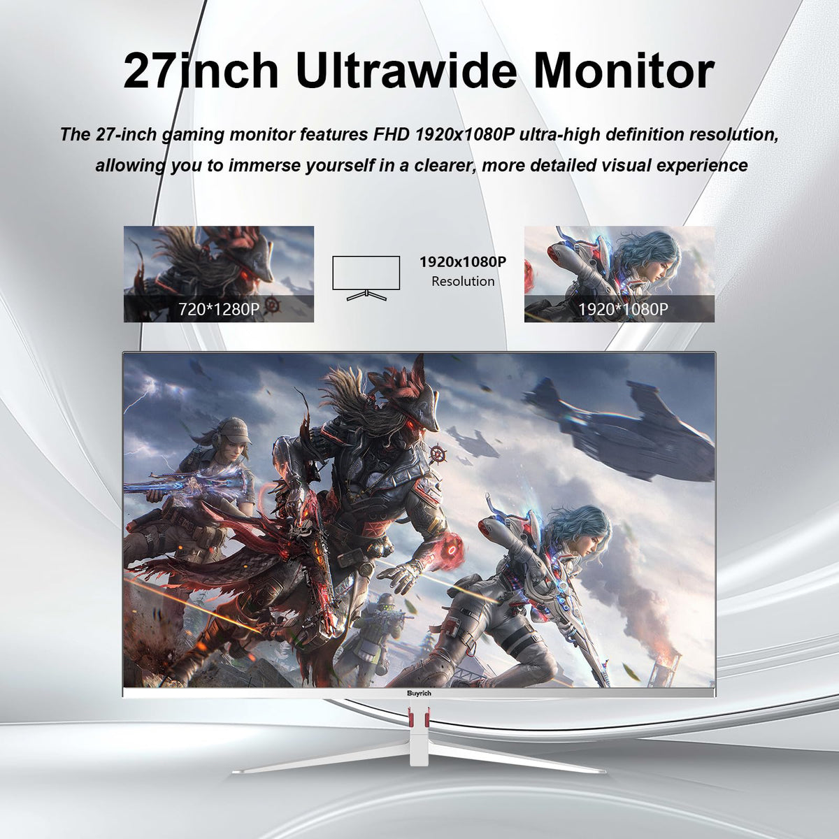 BUYRICH 27 Inch Computer Monitor 100Hz IPS FHD 1080P,Built-in Speakers, Frameless Gaming Monitor with FreeSync/G-Sync Compatible, HDR10, HDMI/DP Ports, VESA Mount, Tilt Adjustable