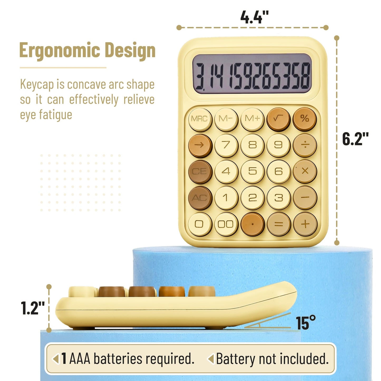Mr. Pen- Mechanical Switch Calculator, 12 Digit Large LCD Display, Beach Sand with Big Buttons, Mechanical Switch Calculator for Home, School, Office