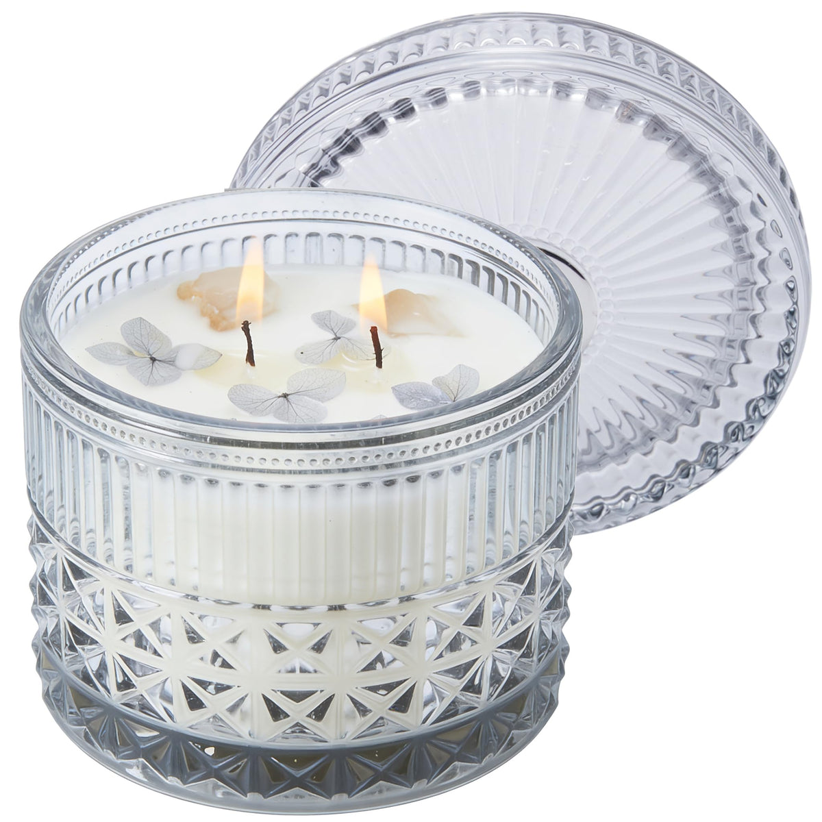 Chloefu LAN Crystal Candle Ocean Mist & Sea Salt Scented Candles for Home, Unique Meditation Spiritual Gifts for Women & Men, Healing Magic Candles, Highly Scented & Long Lasting, 14 oz