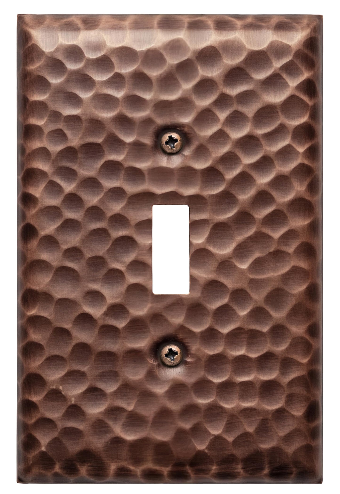 Monarch Abode Single Toggle Light Switch Cover Plate – 1-Gang Antique Copper Outlet Covers, Hand Hammered Decorative Outlet Cover Wall Plates, Light Switch Plate Covers for Electric Outlets, Pack of 3