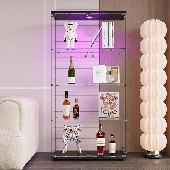 FLYMUHJIA 4-Shelf Tempered Glass Display Cabinet