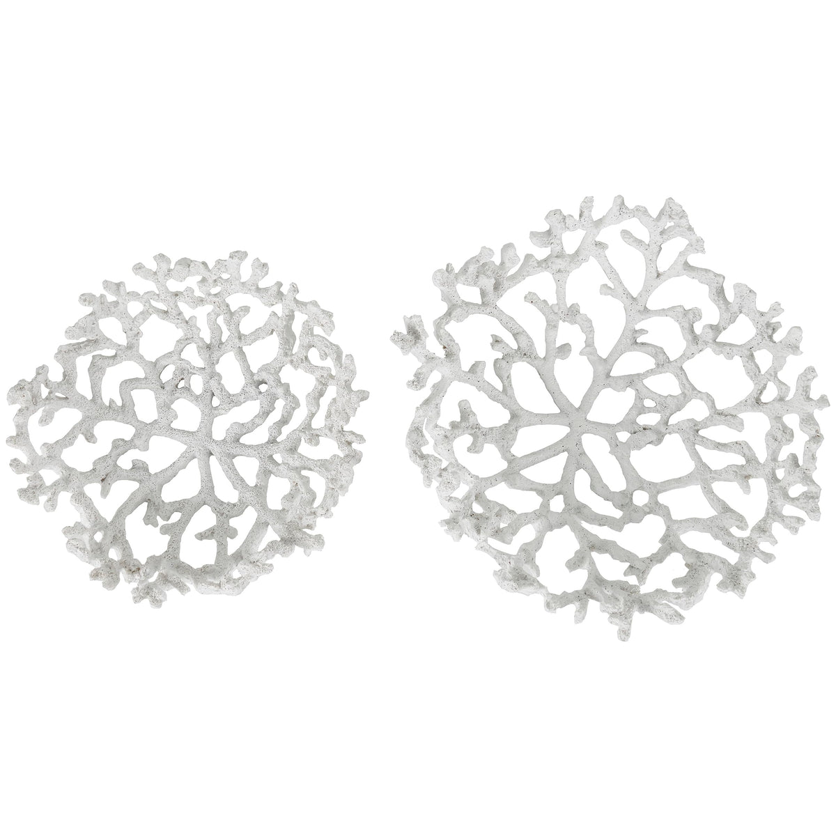 Deco 79 Resin Coral Decorative Bowl Decorative Bowl Textured Decorative Containers, Set of 2 Decorative Keepsake Boxes 13", 12"W, White