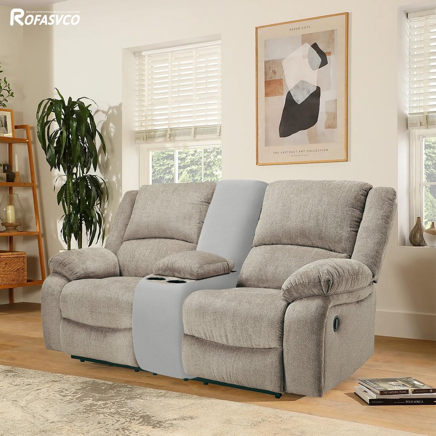 ROFASVCO Waterproof Reclining Sectional Couch Covers Washable L Shaped Couch Cover for Sectionals Recliner Sofa Covers Stretch Corner Recliner Slipcovers for Dogs (Console Cover, Silver Gray)