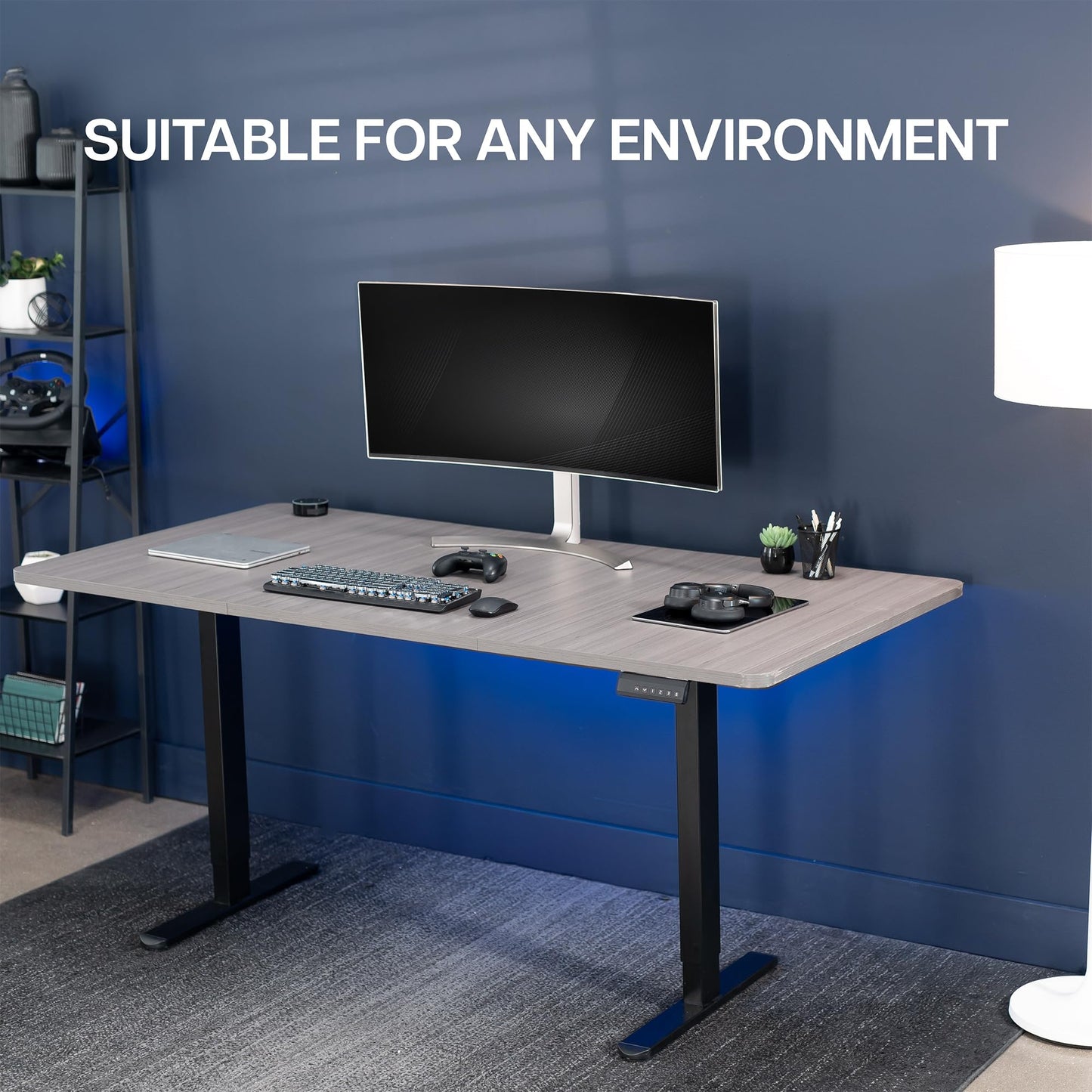 VIVO Electric 71 x 36 inch Standing Desk, Dual Motor Memory Controller Height Adjustment, E2B Series, Dark Gray Top Black Frame, DESK-KIT-E2B7G-36