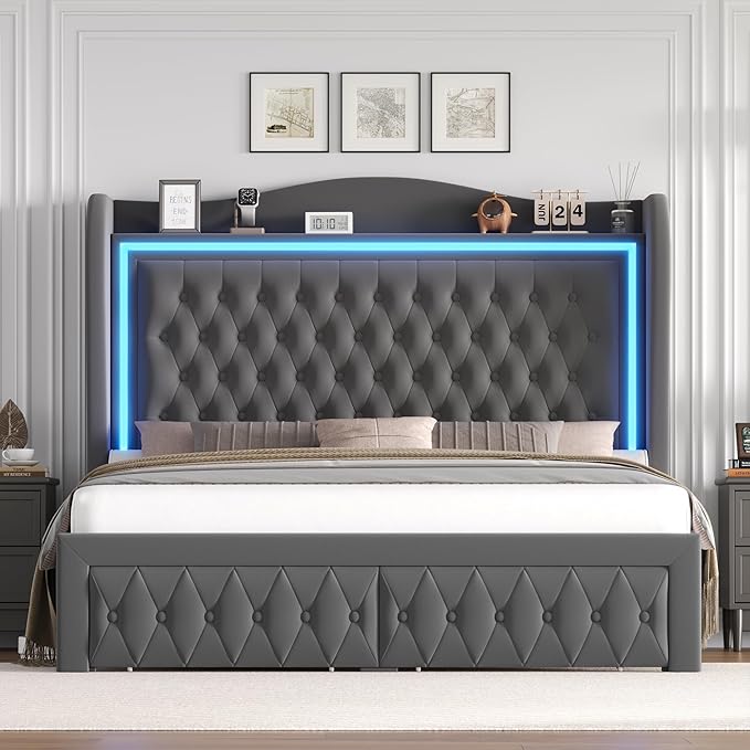 King Bed Frame 55" Tall Headboard